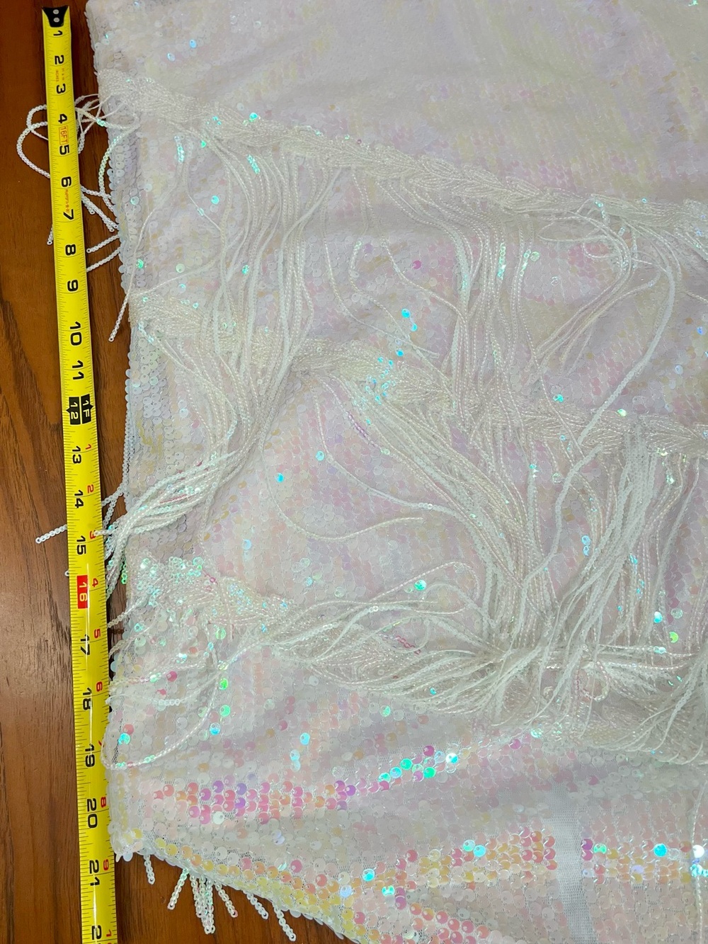 Iridescent Sequin Flapper Dress | Adult M | Gatsby Costume | Asymmetrical Fringe - Picture 12 of 14